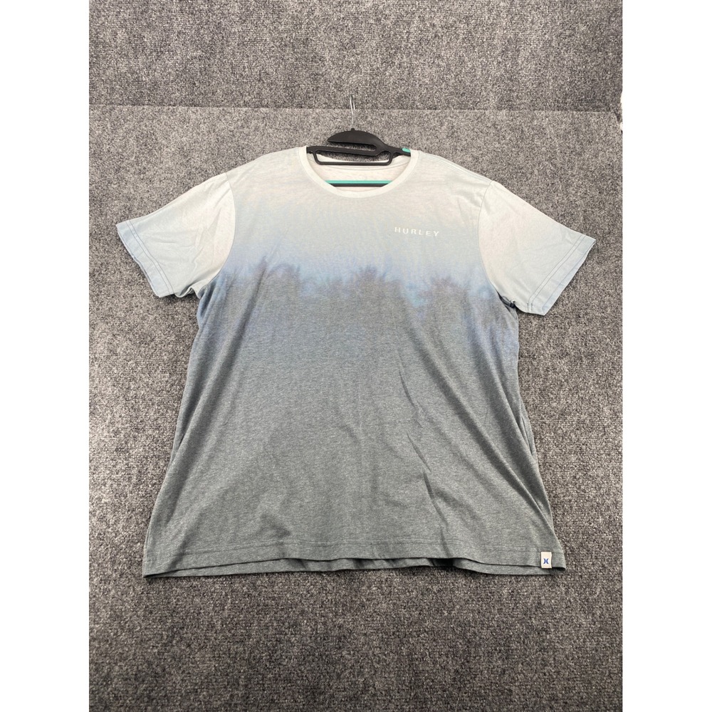 Hurley T-Shirt Ombre Dip Dye Mens XL Blue Grey Short Sleeve Casual Surf Tee